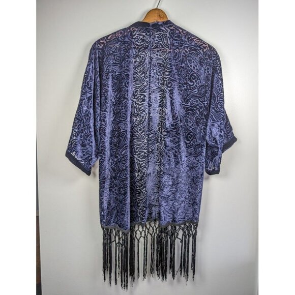 Zara Velvet Burnout Kimono Cardigan Medium Velvet Burnout Whimsigoth Witchy Boho - Picture 2 of 7